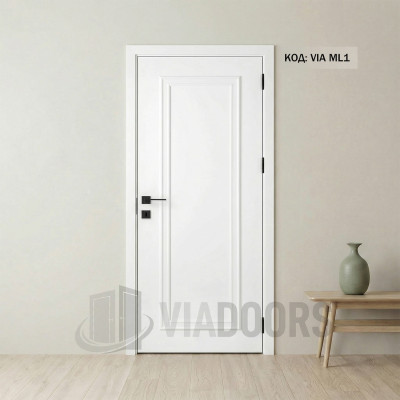 Интериорна врата MDF бяла меламин 70x201 см – компактен модел с декоративен акцент