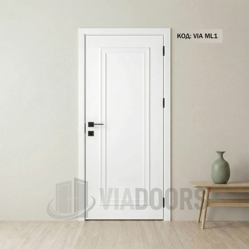 Интериорна врата MDF бяла меламин 80x201 см – стандартен размер с релефна рамка