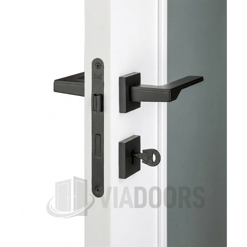Интериорна врата MDF бяла меламин със стъкло 90x201 см – пълен комплект