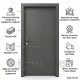 Интериорна врата плътен HDF антрацит 90x201 см – с включен обков и каса, гладък модел
