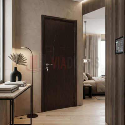 Интериорна врата MDF Плътна Тъмен Орех 201x80см – Пълен комплект