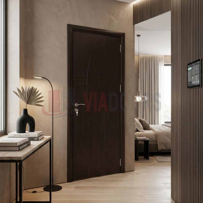 Интериорна врата MDF Плътна Тъмен Орех 201x80см – Пълен комплект