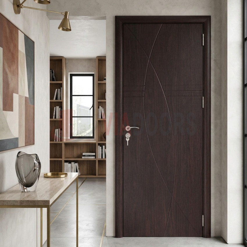 Интериорна врата MDF Плътна Тъмен Орех 201x80см – Пълен комплект