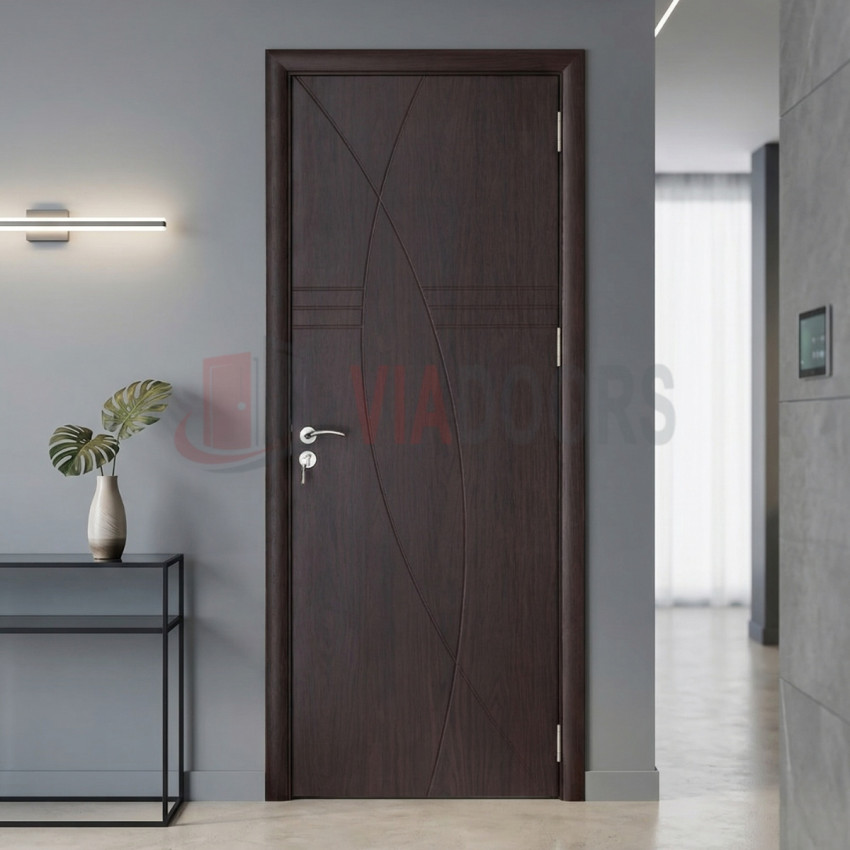 Интериорна врата MDF Плътна Тъмен Орех 201x80см – Пълен комплект