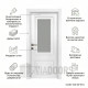 Боядисана интериорна врата MDF със стъкло бяла 90x201 см – матов класически модел, пълен комплект