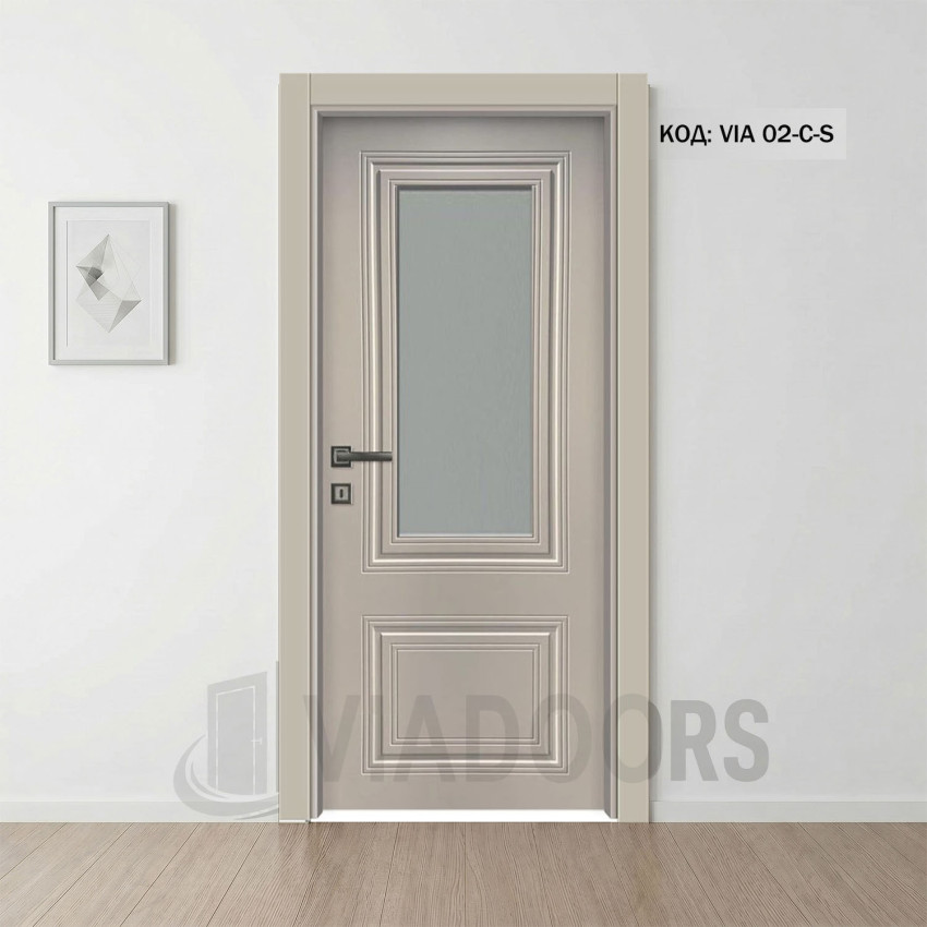 Интериорна врата MDF 12 мм със стъкло капучино мат 90x201 см – луксозен фрезован модел с включен обков