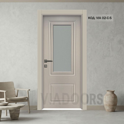 Интериорна врата MDF 12 мм със стъкло капучино мат 90x201 см – луксозен фрезован модел с включен обков