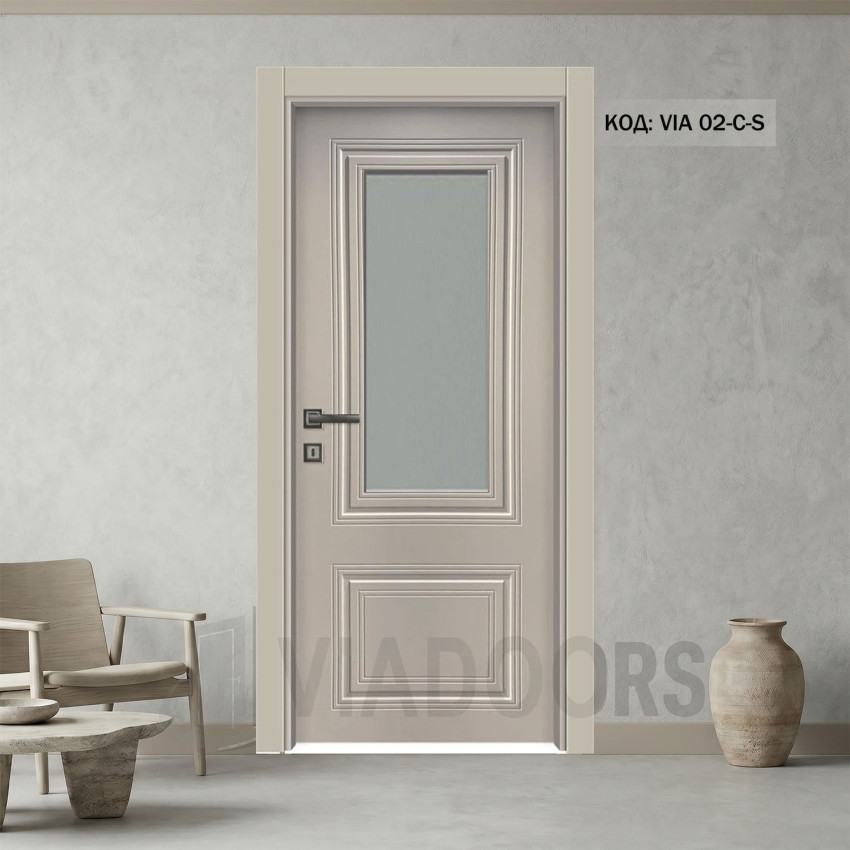 Интериорна врата MDF 12 мм със стъкло капучино мат 90x201 см – луксозен фрезован модел с включен обков