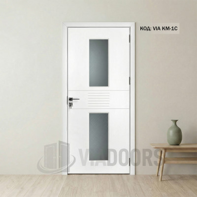 Интериорна врата MDF със стъкло бяла 90x201 см – модерен модел с изчистен дизайн