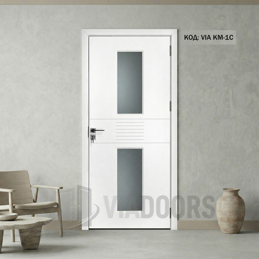 Интериорна врата MDF със стъкло бяла 90x201 см – модерен модел с изчистен дизайн