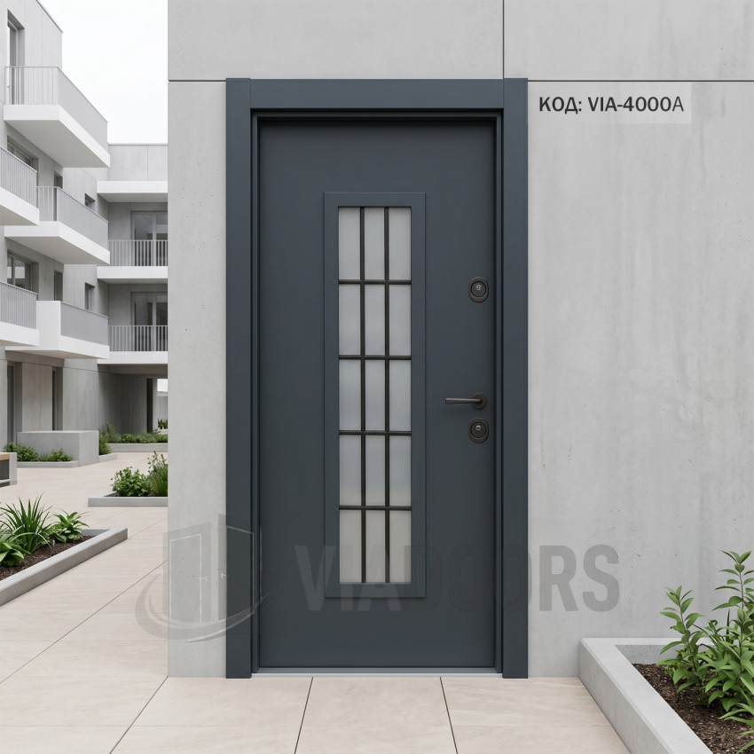 Луксозна Outdoor входна врата антрацит с термомост и стъкло 92x202 см