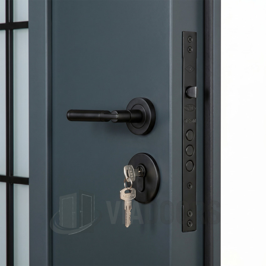 Луксозна Outdoor входна врата антрацит с термомост и стъкло 92x202 см