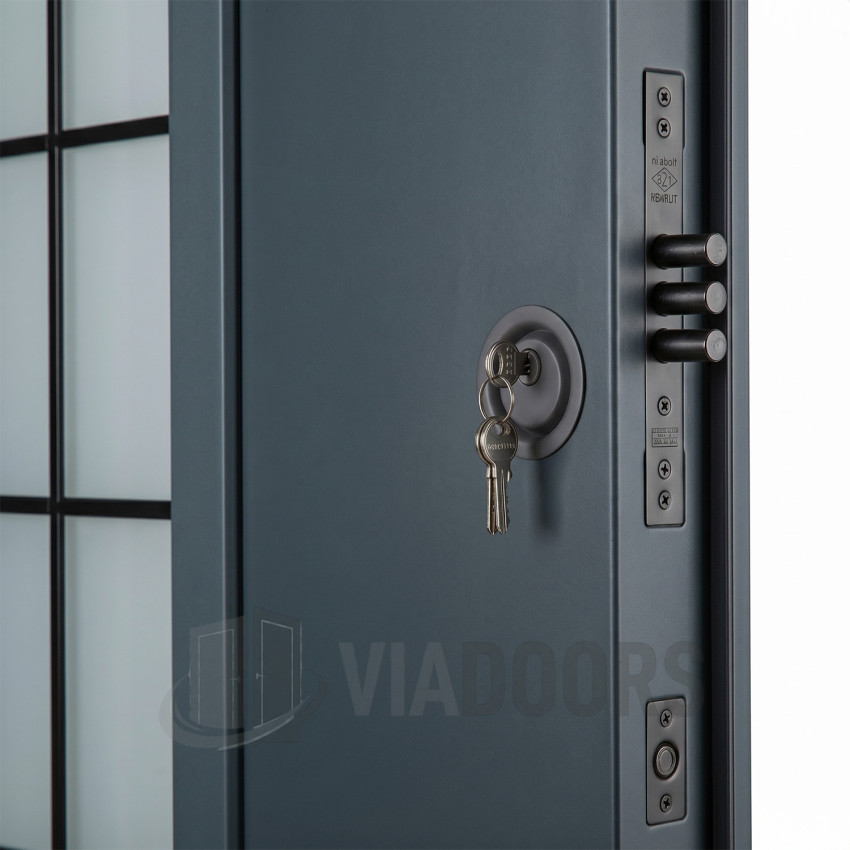 Луксозна Outdoor входна врата антрацит с термомост и стъкло 92x202 см
