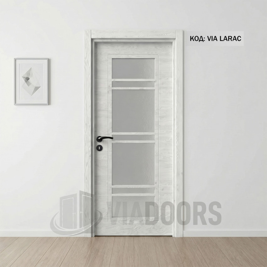 Интериорна врата MDF светъл дъб със стъкло 90x201 см – изчистен дизайн, пълен комплект