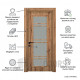 Интериорна врата MDF златен дъб антик със стъкло 90x201 см – с дървестна текстура, пълен комплект
