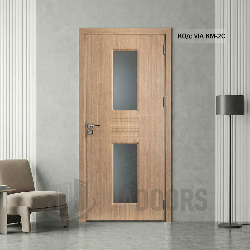 Интериорна врата MDF със стъкло златен дъб 90x201 см – топъл дизайн с естествена визия