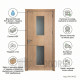 Интериорна врата MDF със стъкло златен дъб 90x201 см – топъл дизайн с естествена визия
